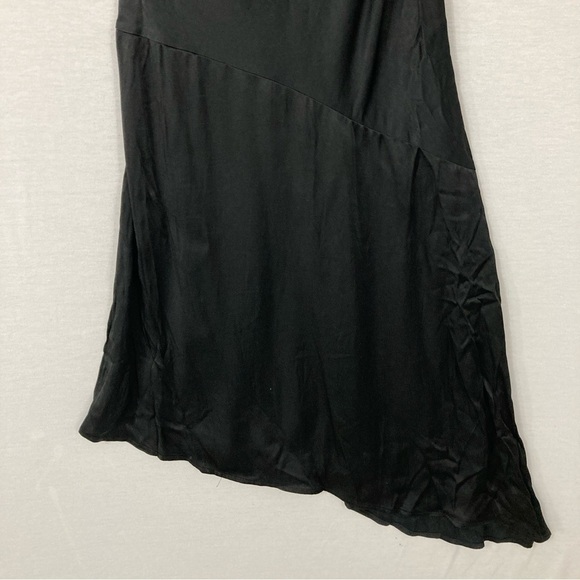 New Mossimo Black Asymmetric Hem Satin Flowy Y2K Dress Size Small - Picture 5 of 11